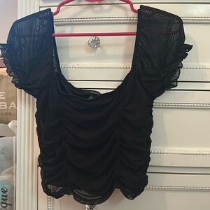 girly sheer puff sleeve top